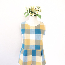 CHECK FLARE TOP (BLUE×YELLOW) 1枚目の画像