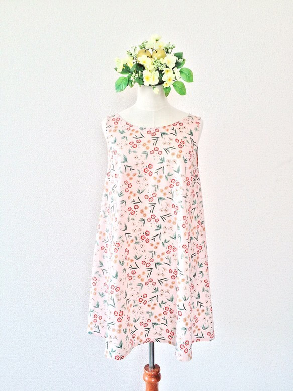 FLOWER FLARE DRESS (PINK) 2枚目の画像