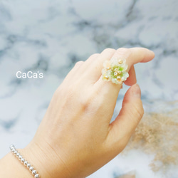 CaCa's 黃綠款夢幻系列公主風櫻花戒指 時尚戒指 創意戒指 造型戒指 客製戒指 好友禮物 生日禮物 閨蜜送禮 第3張的照片