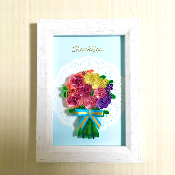 花束のメッセージフレーム　Thank you  ペーパークイリング 6枚目の画像