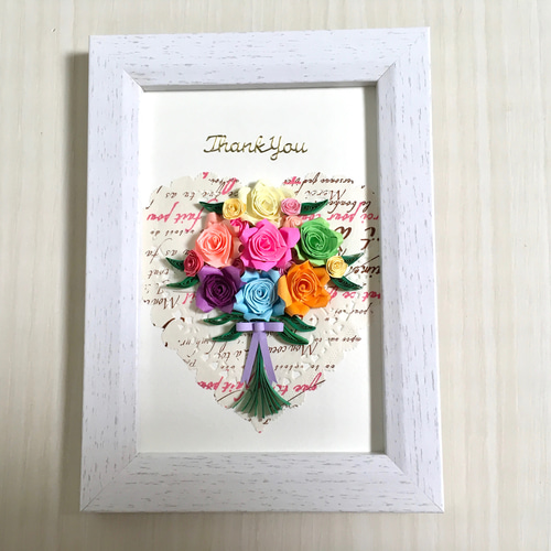 薔薇の花束のメッセージカード Thank You ペーパークイリング その他 