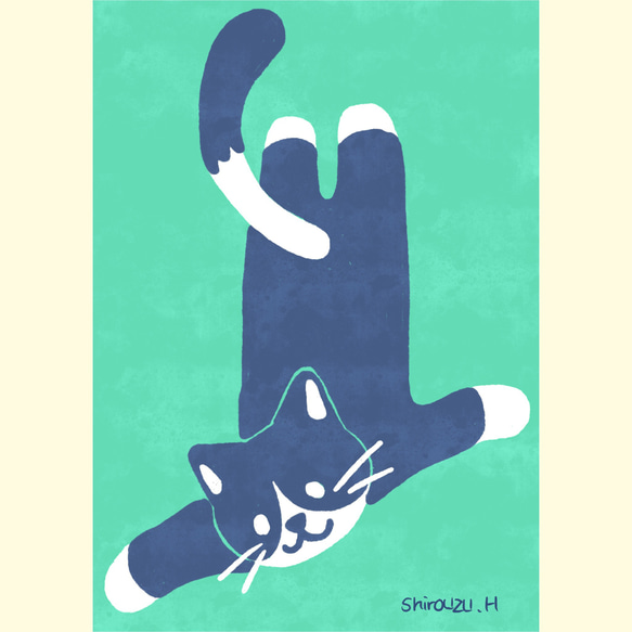 【送料無料】A4アートポスター・やわらかく動く 黒ネコ 4枚目の画像