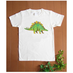 受注プリント全４色☆Ｔシャツ「恐竜 ステゴザウルス」オリジナルデザイン☆大人から子供まで全てのサイズ対応　きょうりゅう 2枚目の画像