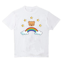 受注プリント☆全３色Ｔシャツ「☆クマにじスター☆」オリジナルデザイン☆子供から大人まで全サイズ☆ #くま #クマ #虹 4枚目の画像