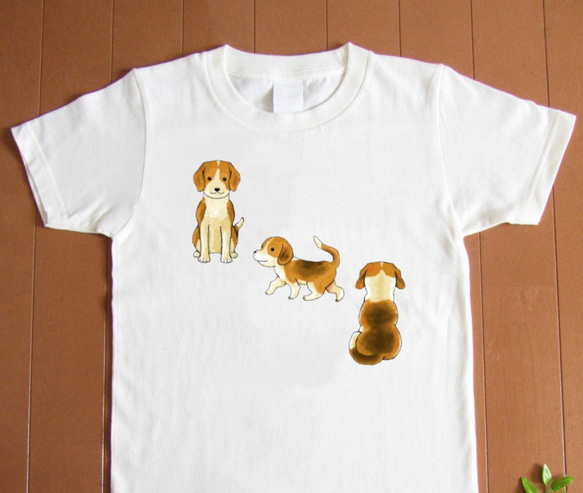 犬アートプリントシャツ 線画 紀州犬 前面プリントTシャツ＜淡色＞ / オリジナル工房