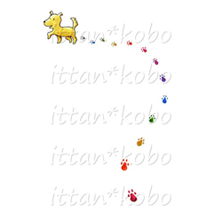 受注プリント全4色☆Ｔシャツ「おさんぽ犬とカラフル足あと」オリジナルデザイン☆大人から子供まで 全てのサイズ対応　犬 4枚目の画像