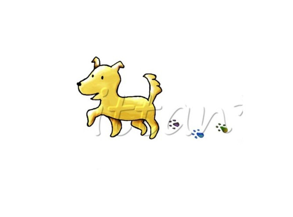 受注プリント全4色☆Ｔシャツ「おさんぽ犬とカラフル足あと」オリジナルデザイン☆大人から子供まで 全てのサイズ対応　犬 3枚目の画像