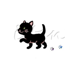 受注プリント全4色☆Ｔシャツ「黒ネコちゃんとカラフル足あと」オリジナルデザイン☆大人から子供まで 全てのサイズ対応　猫 3枚目の画像