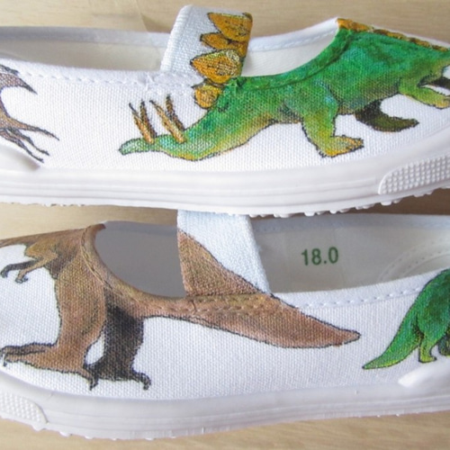 完成)18cmサイズ☆ 100%手描き☆本当にゴシゴシ洗える上履き  