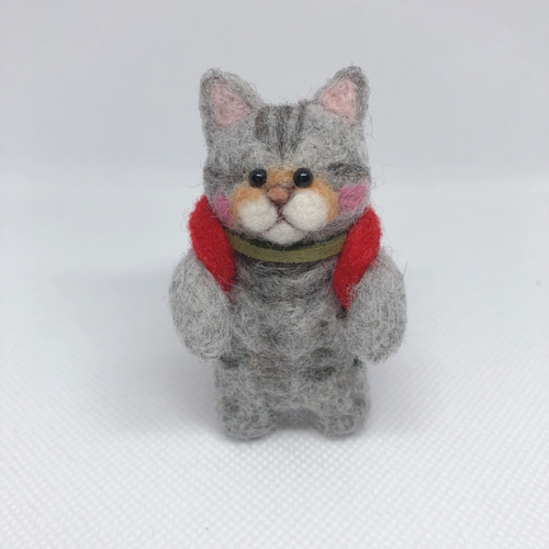 ランドセル猫ちゃんキーホルダー(サバトラ猫)羊毛フェルト 羊毛