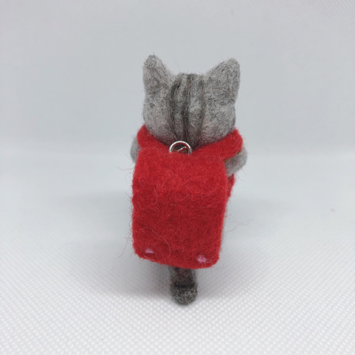 ランドセル猫ちゃんキーホルダー(サバトラ猫)羊毛フェルト 羊毛