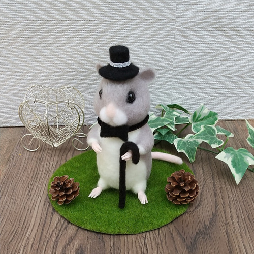 羊毛フェルト　人形　ねずみ　ハンドメイド 羊毛フェルト干支☆ねずみ 羊毛フェルト ～hatci ～ 通販