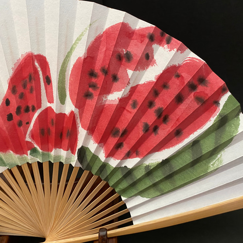 手描き扇子④ すいか柄 女持ち その他雑貨 seifukukyo 通販
