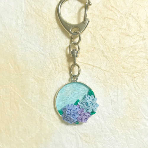 【N.574】ハンドメイド　キーチェーン 紫陽花　レースフラワー　青 紫陽花のキーホルダー その他アクセサリー sayaca 通販 12690871