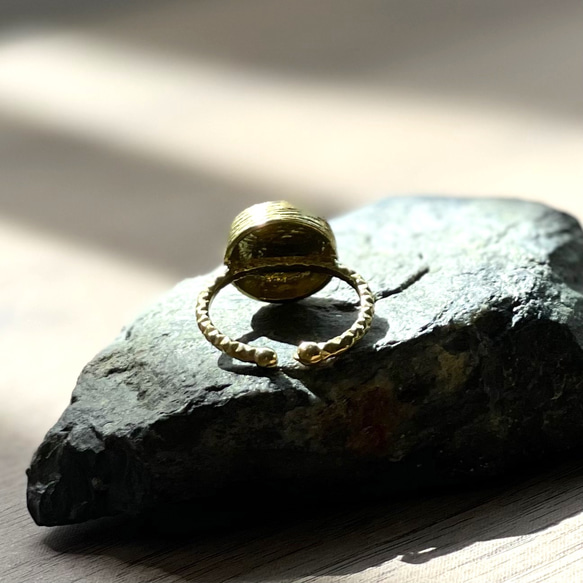モザンビークガーネット 太陽の指輪 真鍮 ヴィンテージ 4枚目の画像