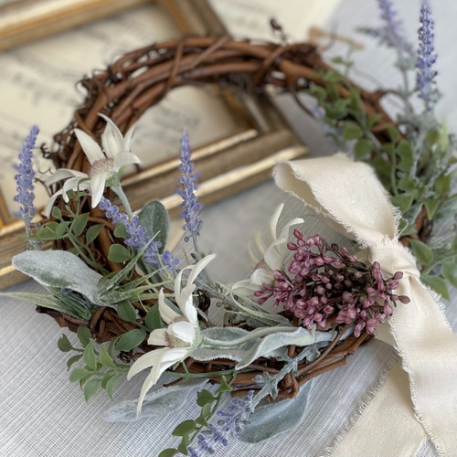 ニュアンスカラー♡アーティフィシャルリース　ハンドメイド　ラベンダー dc8aadda1528561e8ca4db0a44ee37