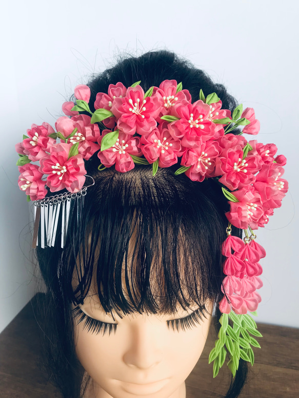つまみ細工　髪飾り　七五三　桜 つまみ細工七五三・十三詣り用髪飾り「桜衣」 | iichi 日々の