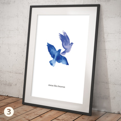ポスター 水彩画風 青い鳥 3枚目の画像