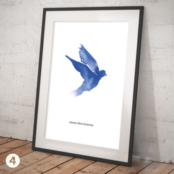 ポスター 水彩画風 青い鳥 4枚目の画像