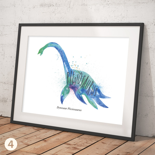 恐竜　絵　アート　イラスト　額縁入り　ポスター　ハイウェイ　ダイナソー 恐竜のアートポスター:dinosaur_2cf5 通販