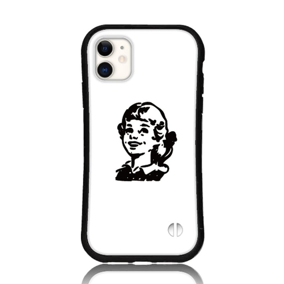 レトロ スマホケース iPhone15 14 13 pro mini se iface型 カバー 送料無料 白 デザイン 3枚目の画像