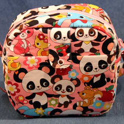 通園バッグ　レトロアニマルパンダ　ピンク　15ｔｂ02 1枚目の画像