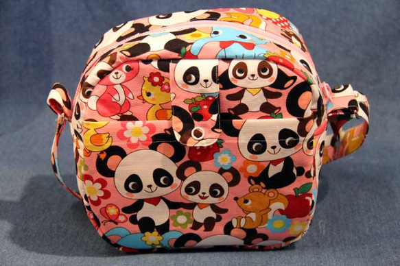 通園バッグ　レトロアニマルパンダ　ピンク　15ｔｂ02 1枚目の画像