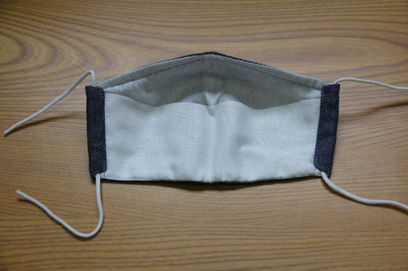 夏用マスク　ガーゼ素材　保冷剤ポケット付き　　Mサイズインディゴ　20ｍｓM-0102 3枚目の画像