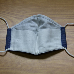 夏用マスク　ガーゼ素材　保冷剤ポケット付き　　Lサイズ　ブルー　20ｍｓL-040506 3枚目の画像