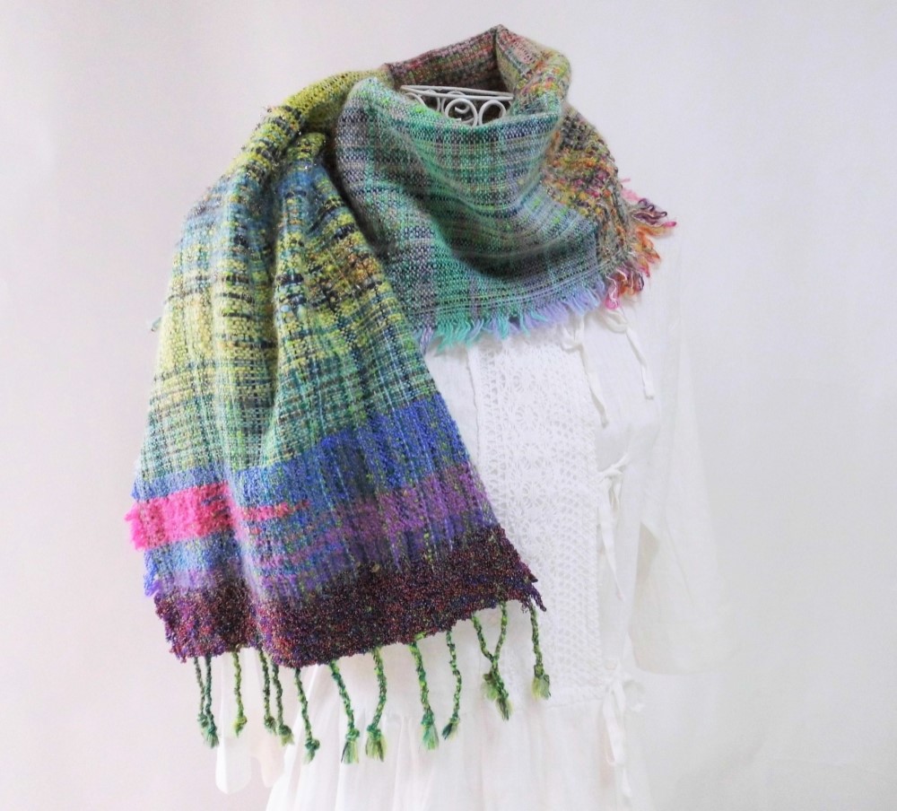 心象スケッチ_2・「よだかの星」を読んで・手織り・ウールロングストール