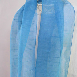 藍染め・国産シルク・オーガンジー・ロングストール（青空のカケラ） 3枚目の画像