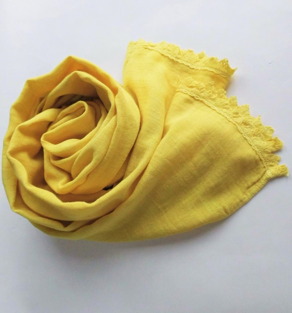 用植物染料、清爽黃色和 Kariyasu 染色的有機雙層棉攤 第6張的照片