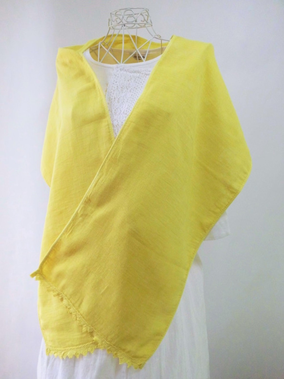 用植物染料、清爽黃色和 Kariyasu 染色的有機雙層棉攤 第7張的照片
