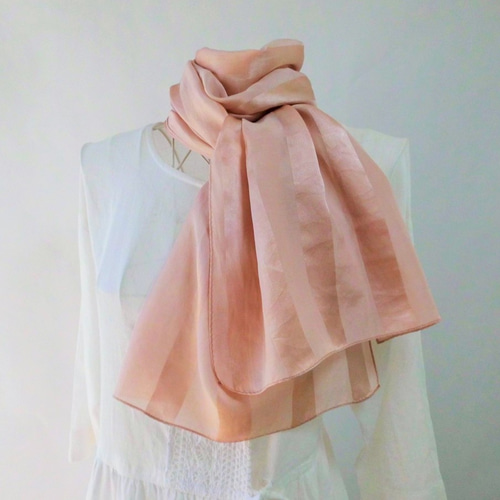 草木染め・シルクコットン・ロングストール・檳榔子（びんろうじ）染め  