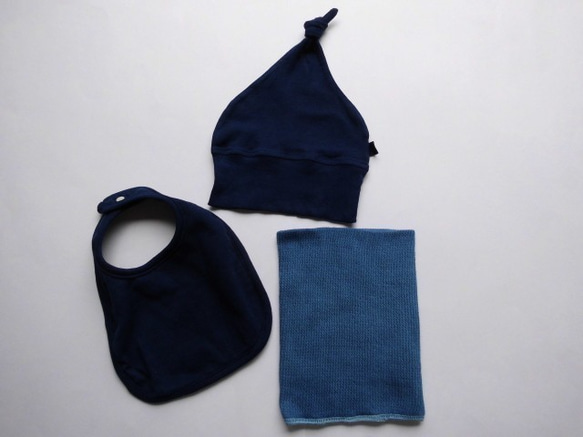 新生児用・オーガニックコットン・コンビ肌着・藍染め(50サイズ) 4枚目の画像