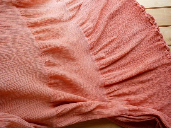 草木染め（シタン)・楊柳素材・コットン・ティアード・ロングスカート 4枚目の画像