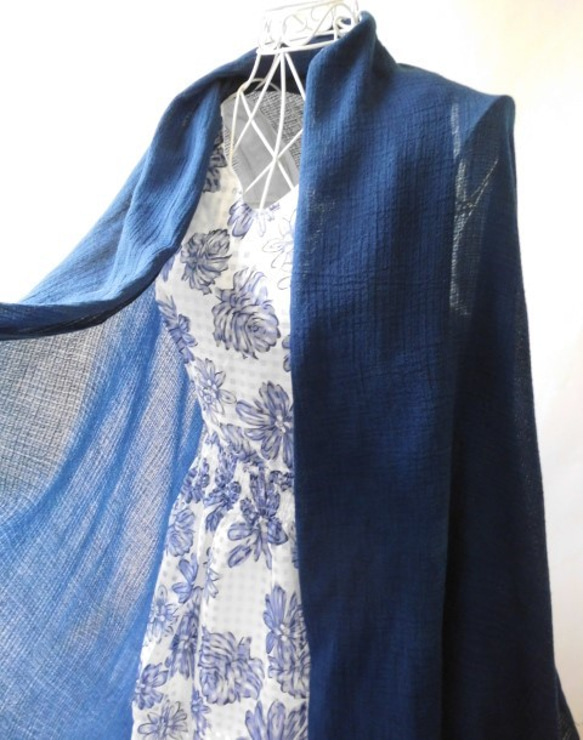 靛藍染料（日本藍）大幅面，蓬鬆，棉花偷了很多 第1張的照片