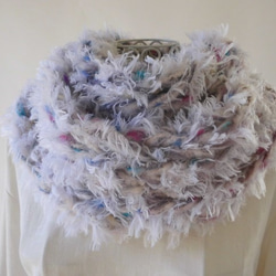 再展×4·蓬鬆♪Snood（雪粉）_淺紫色·毛皮·Mohya豐富·嬰兒羊駝·美麗諾 第1張的照片