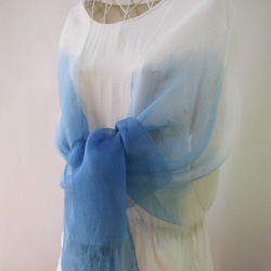 （早海）靛藍染料·國內絲綢·大幅面長檔·漸變 第4張的照片