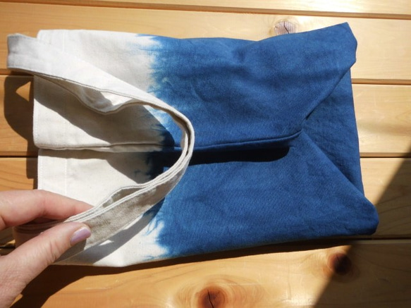 靛藍染色（海色）紮染、手提袋、耐用帆布面料 第3張的照片