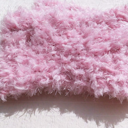 ふわふわスヌード・寒牡丹咲く・2種類のファー毛糸・メリノウール・アルパカ 8枚目の画像