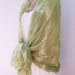 植物染色，有機棉紗布，赤塔棉，大幅面長披風_1苔蘚綠 第3張的照片