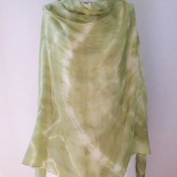 植物染色，有機棉紗布，赤塔棉，大幅面長披風_1苔蘚綠 第6張的照片