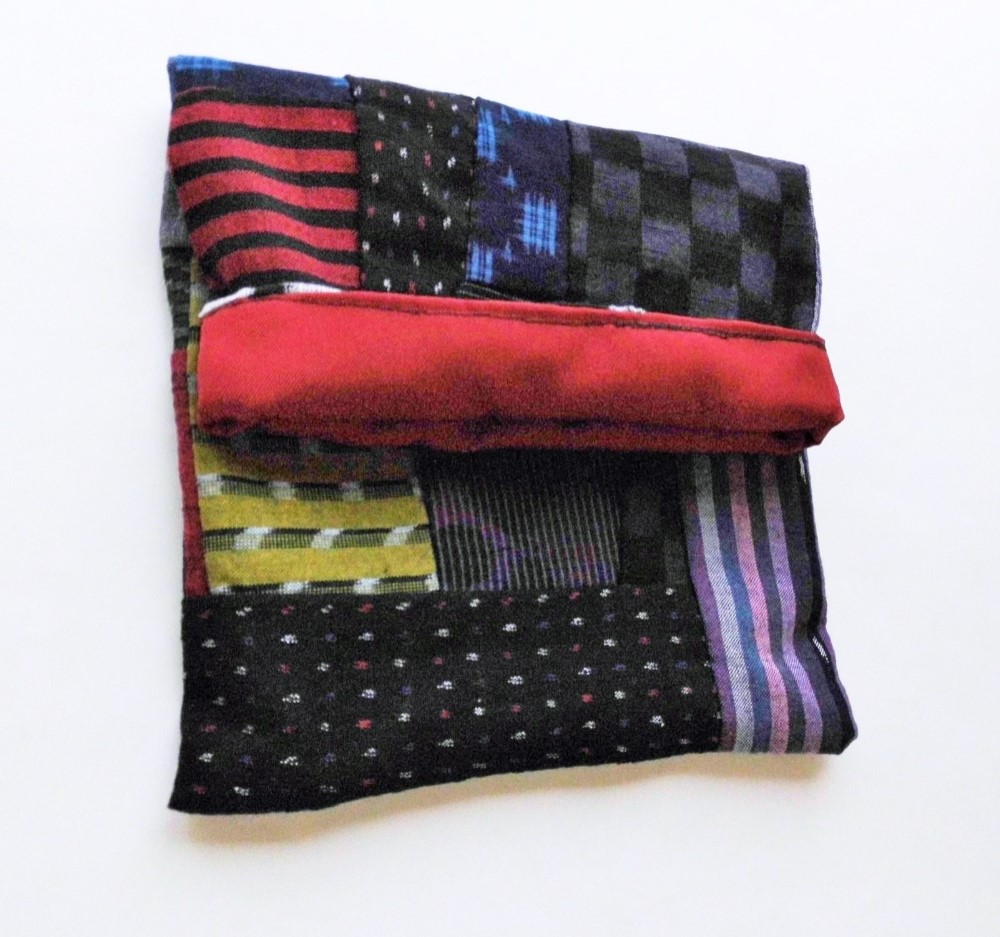 久留米絣のスリムなパッチワーク・ポーチ_5少し縦長タイプ