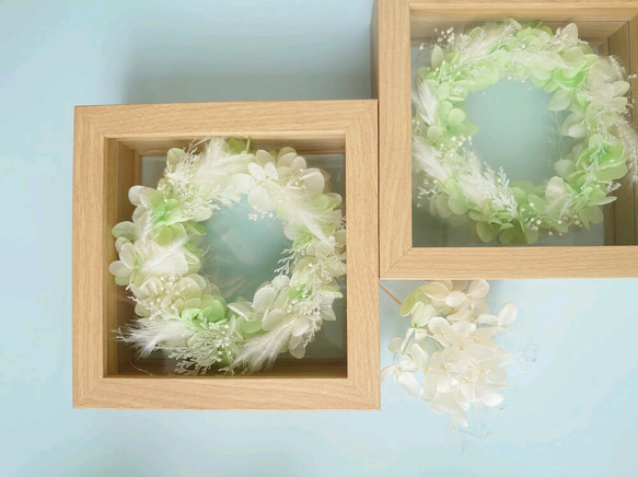 Refreshing breeze フレッシュグリーン【Wood  Deco MMサイズ】Simple Wreath 3枚目の画像