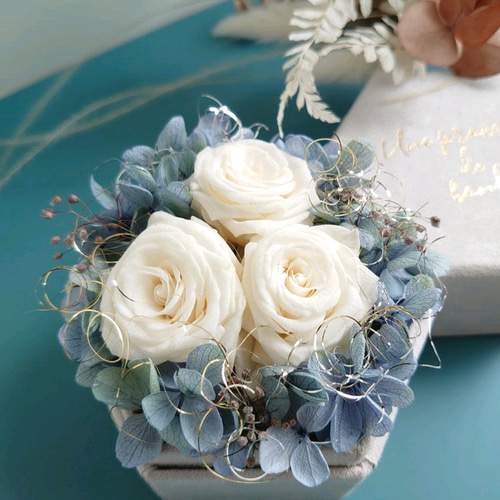 miniバラと紫陽花のアンティークアレンジ【Box arrangement