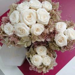 miniバラと紫陽花のアンティークアレンジ【Box arrangement】ペールピンク 10枚目の画像