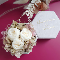 miniバラと紫陽花のアンティークアレンジ【Box arrangement】ペールピンク 3枚目の画像