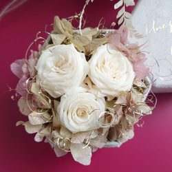 miniバラと紫陽花のアンティークアレンジ【Box arrangement】ペールピンク 6枚目の画像
