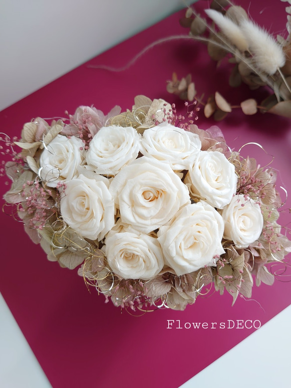 miniバラと紫陽花のアンティークアレンジ【Box arrangement】ペールピンク 8枚目の画像